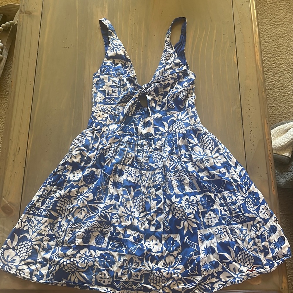 Blue and white dress